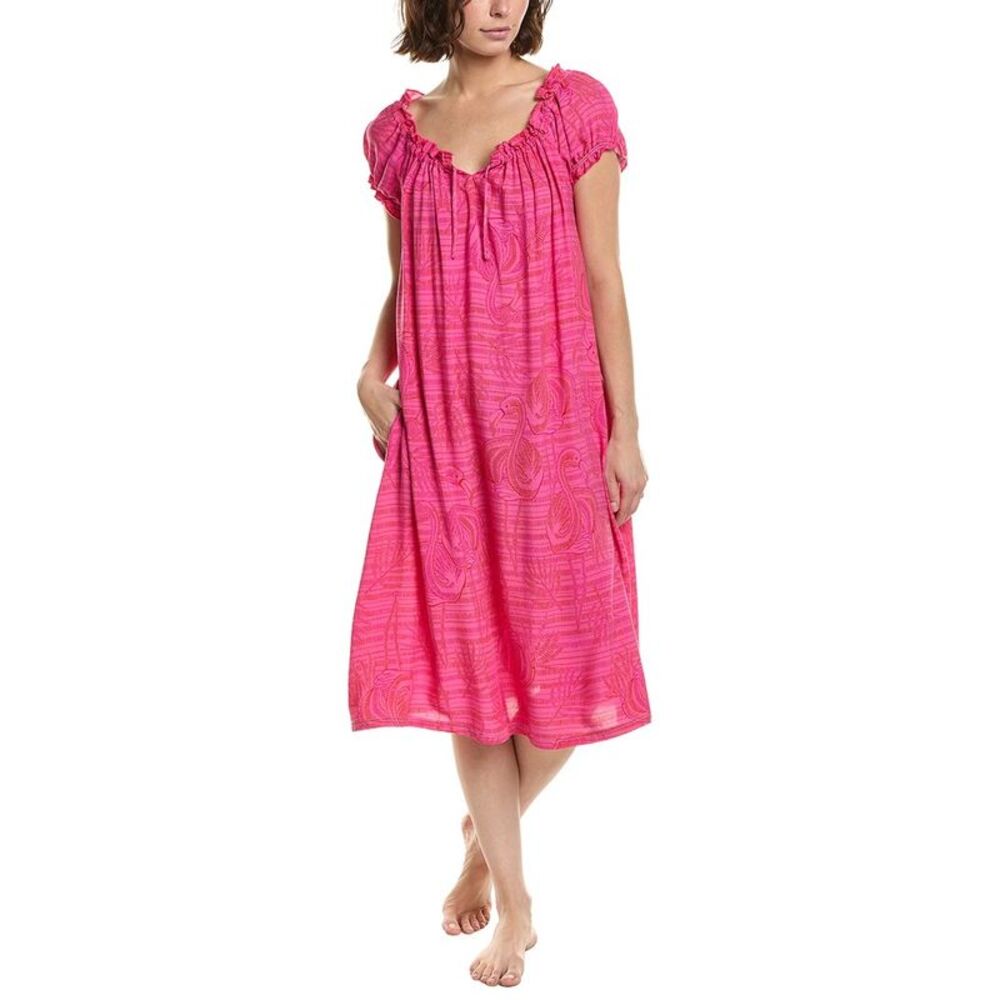 Hue Womens  Shirred Lounge Midi Sleepshirt, Pink